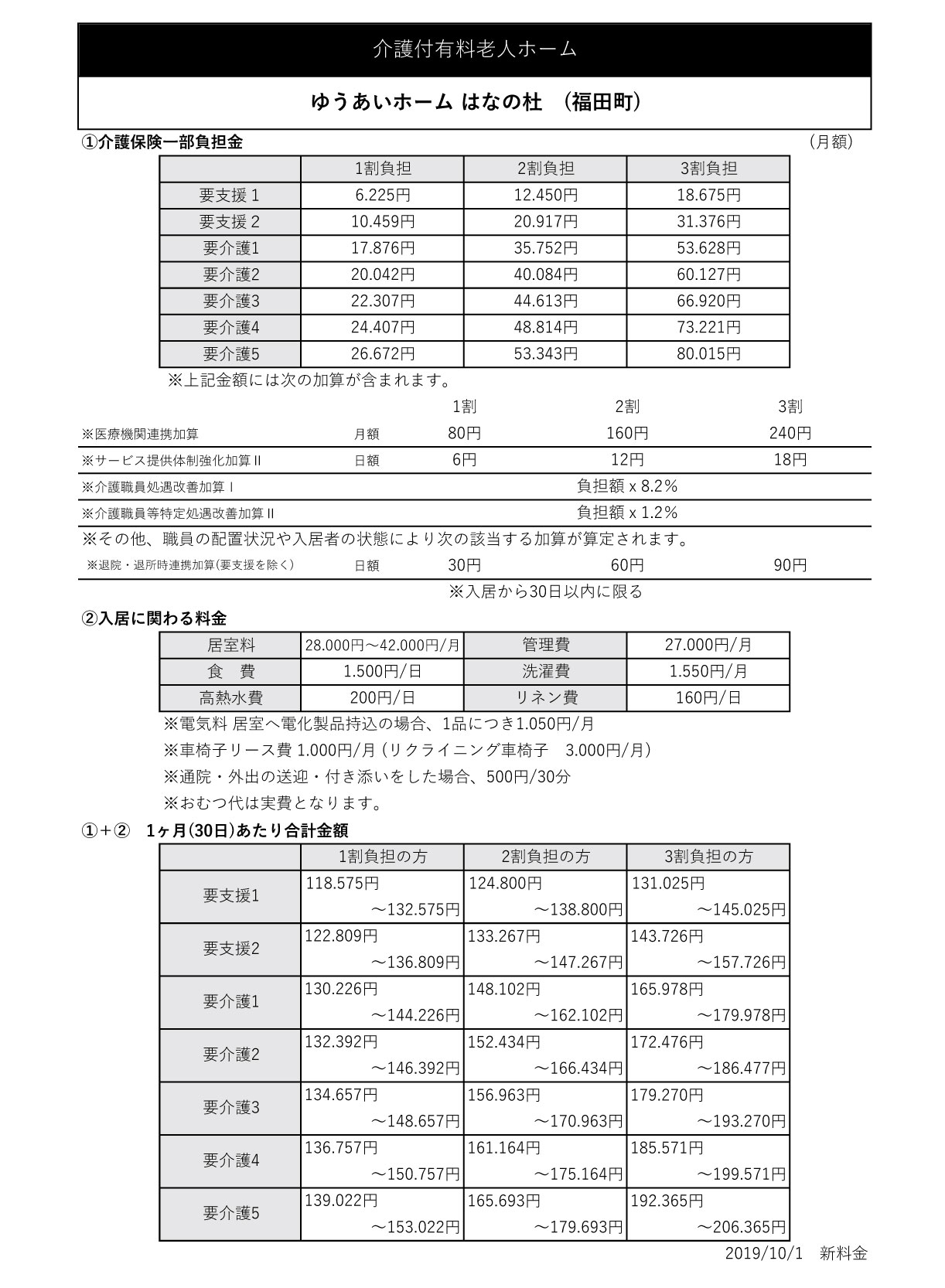 料金表