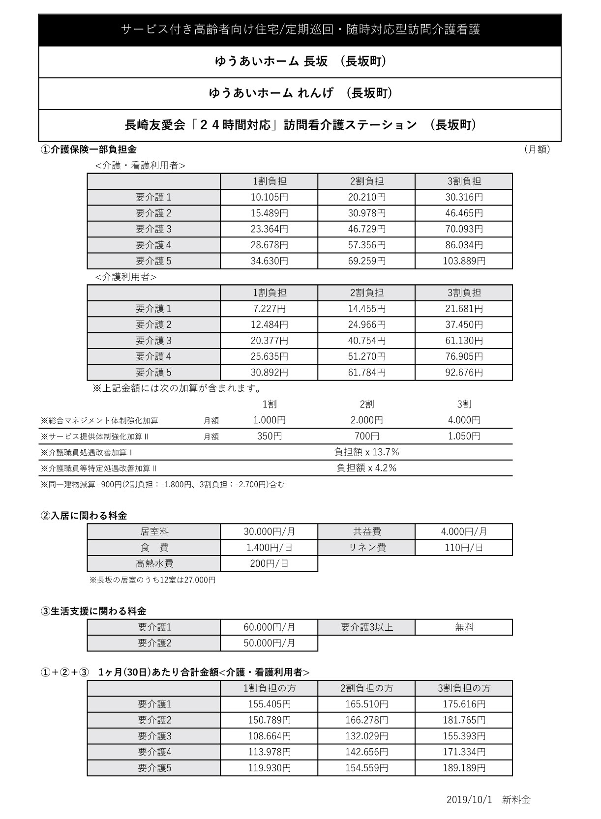 料金表