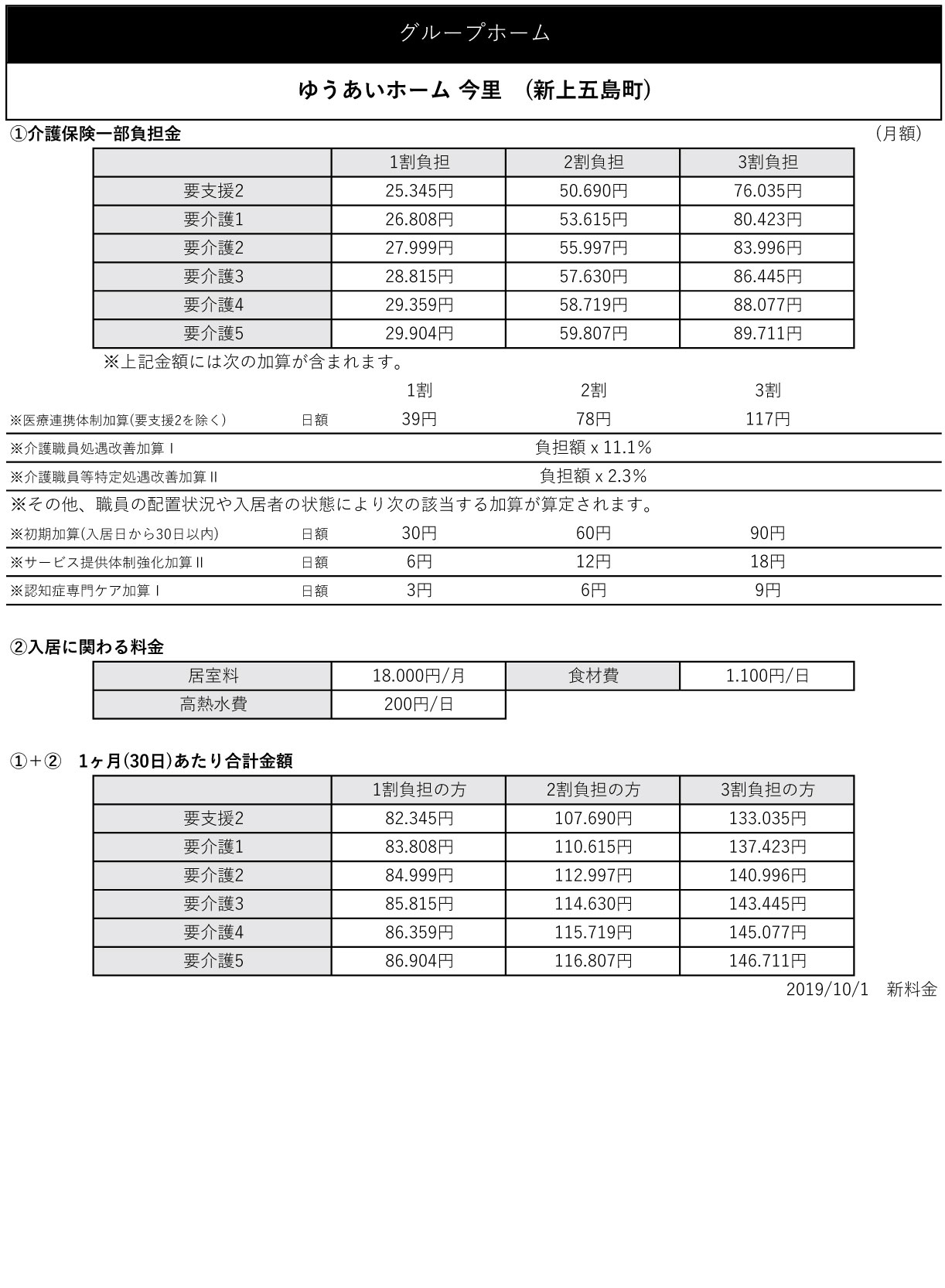 料金表